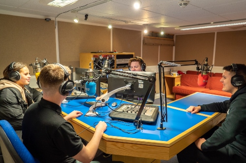 Students in radio studio 